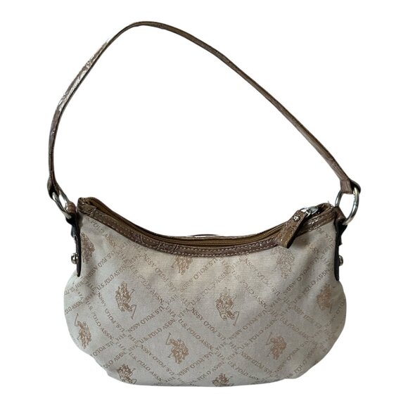 U.S. Polo Assn. Beige Monogram Shoulder Bag with Stud Accents - Picture 2 of 8